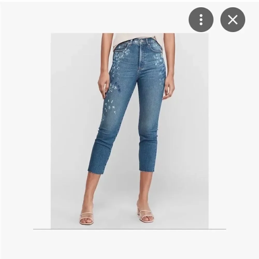 New Express Paint Splatter Super High Rise 12” Mom Jeans Size 8 - Picture 14 of 14